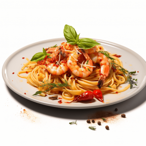 Spaghetti aglio e olio gambas